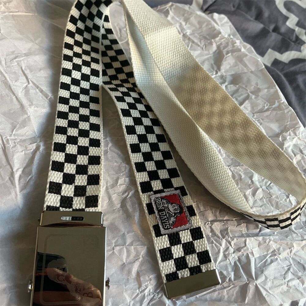Ben Davis Unisex Black and White Checkered canvas Belt Multicolor Adjustable 🆕 - Picture 5 of 7